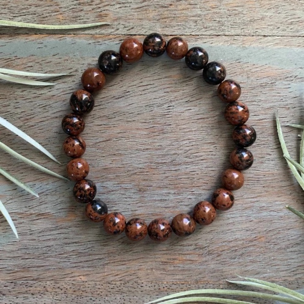 🆕New Mahogany Obsidian Gemstone Bracelet 8mm